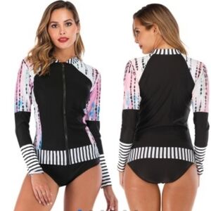 Hobie Modcloth Pick-Me-SUP One-Piece Swimsuit in Tie-Dye size Large